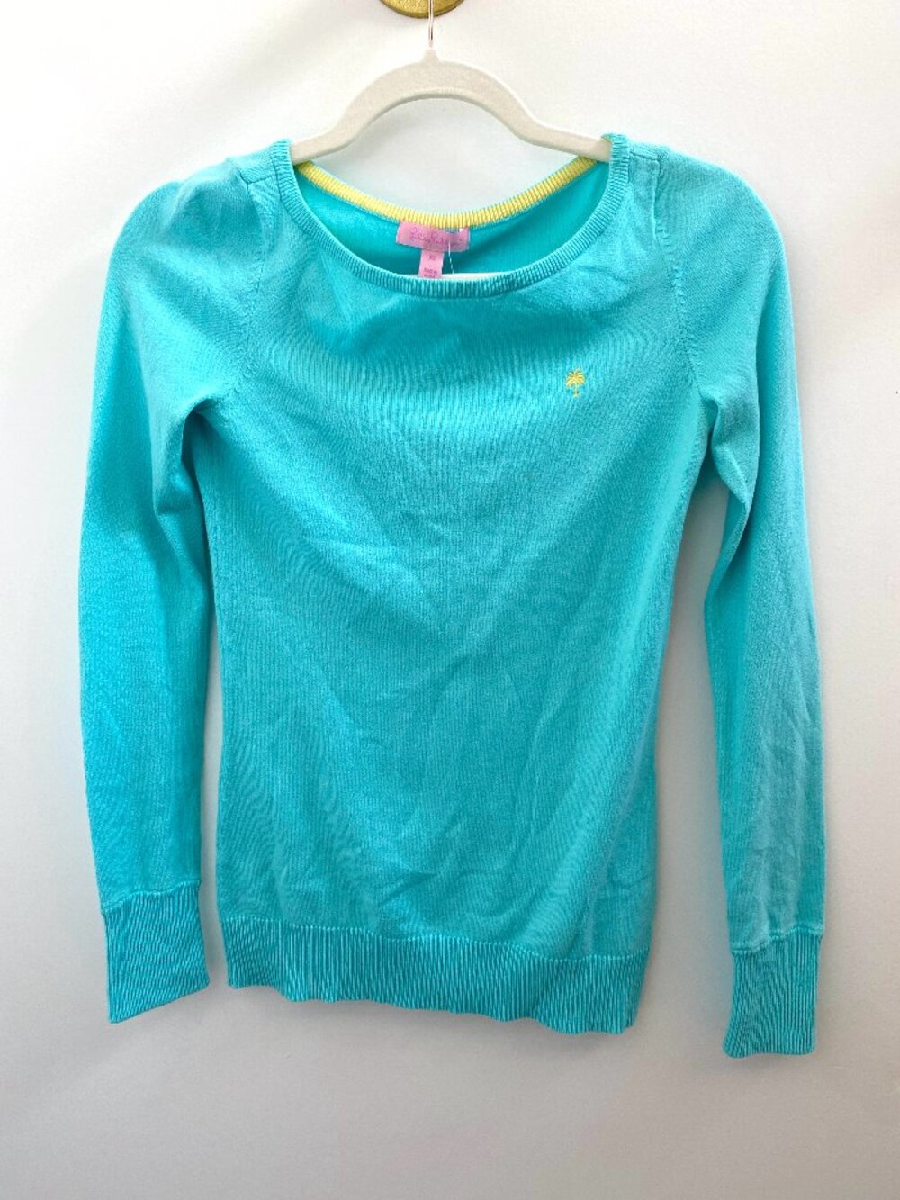 Lilly Pulitzer Bright Blue with Lime Palm Tree Long Sleeve XSmall